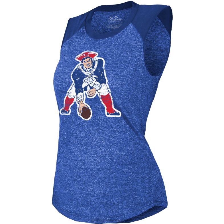 Patriots Jersey kobiety majestatyczny raglanowy podkoszulek z krótkimi rękawami w stylu retro w stylu retro odzież 6RBB2788