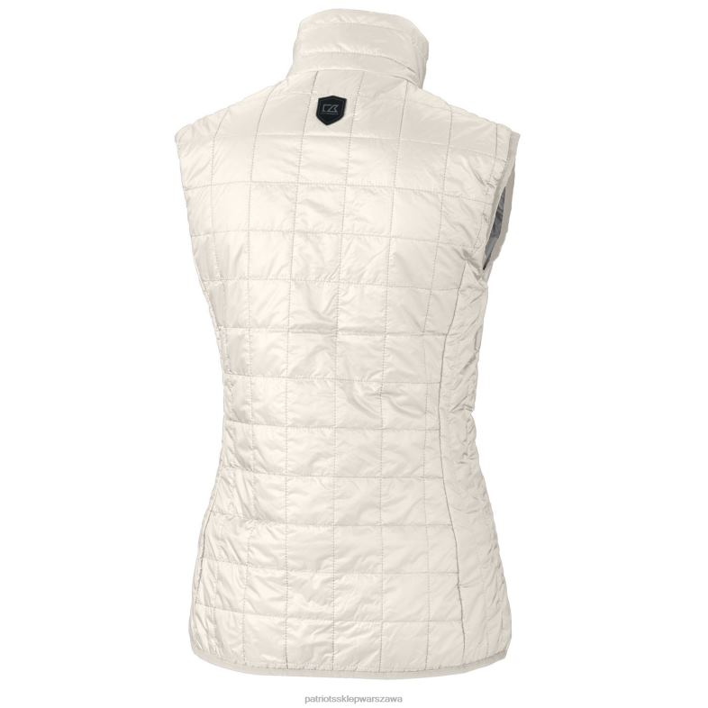 Patriots Jersey kobiety Cut & Buck Cream Throwback Logo Rainier Primaloft Eco Kamizelka puchowa z suwakiem na całej długości odzież 6RBB1064