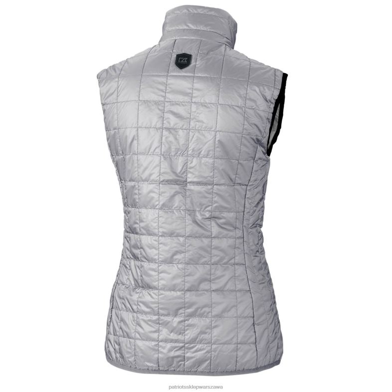 Patriots Jersey kobiety Cut & Buck Grey Throwback logo Rainier Primaloft Eco Kamizelka puchowa z suwakiem na całej długości odzież 6RBB1063