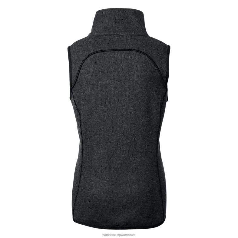 Patriots Jersey kobiety Cut & Buck Heather Grafitowy Hełm Logo grota Sweter z dzianiny Asymetryczna kamizelka z suwakiem na całej długości odzież 6RBB839