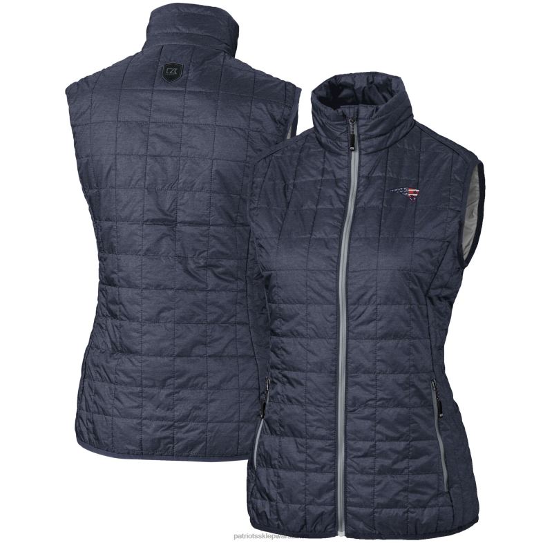 Patriots Jersey kobiety Cut & Buck granatowa kamizelka pikowana primaloft eco z suwakiem na całej długości odzież 6RBB1021