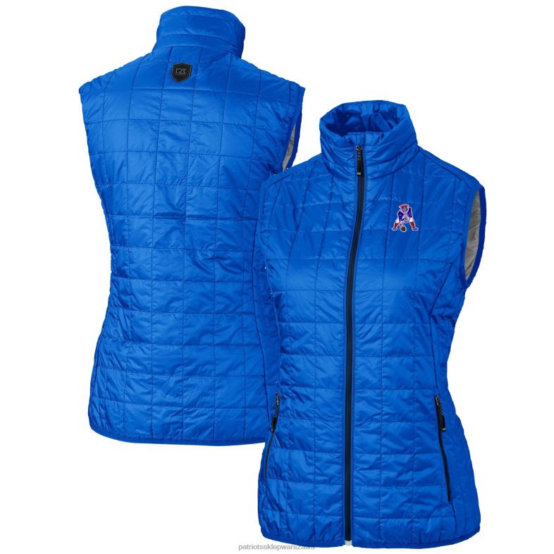 Patriots Jersey kobiety Cutter & Buck Royal Throwback logo Rainier primaloft eko kamizelka puchowa z zamkiem błyskawicznym na całej długości odzież 6RBB1061