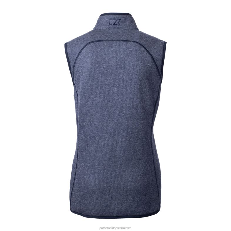 Patriots Jersey kobiety cut & buck granatowy hełm logo grota dzianinowa kamizelka z suwakiem na całej długości odzież 6RBB862