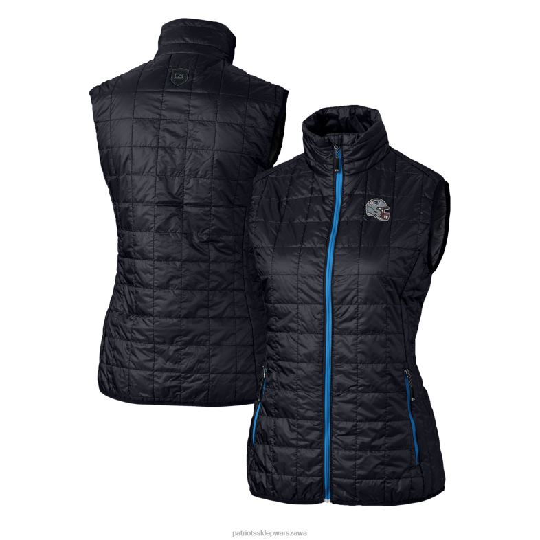 Patriots Jersey kobiety cut & buck granatowy kask logo rainier primaloft eko ocieplana kamizelka puchowa z zamkiem błyskawicznym na całej długości odzież 6RBB863