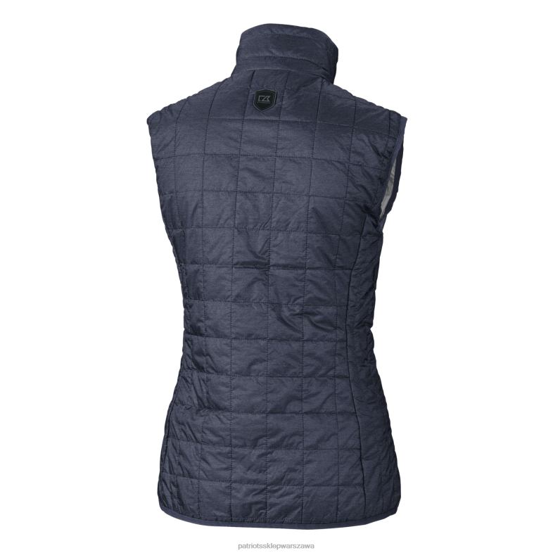Patriots Jersey kobiety cut & buck heather navy logo kasku rainier primaloft eko ocieplana kamizelka puchowa z zamkiem błyskawicznym na całej długości odzież 6RBB865