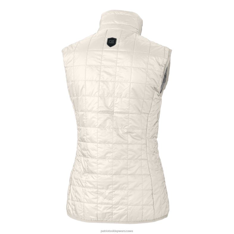 Patriots Jersey kobiety cut & buck kremowe logo na kask Rainier Primaloft eko ocieplana kamizelka puchowa z suwakiem na całej długości odzież 6RBB864