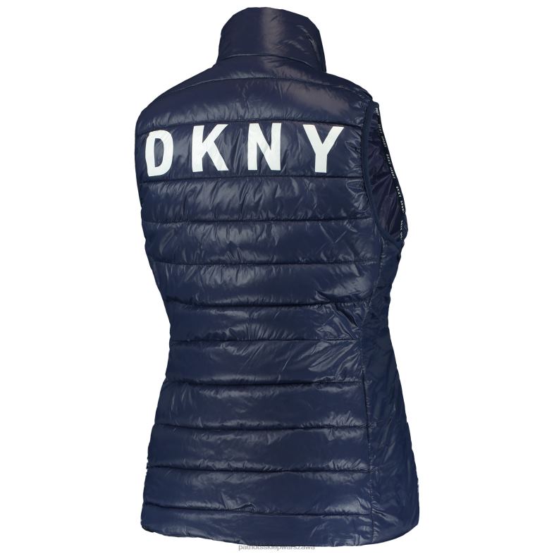 Patriots Jersey kobiety dkny sport granatowa pikowana kamizelka z suwakiem na całej długości odzież 6RBB1113