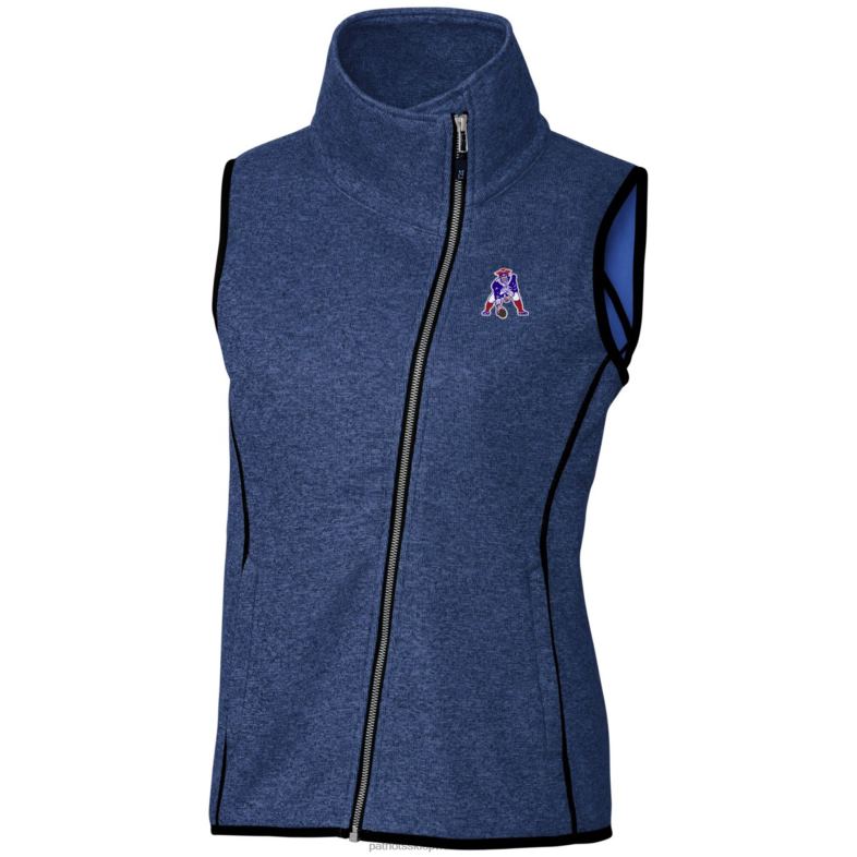 Patriots Jersey kobiety kuter & buck Heather Royal Throwback logo grota kamizelka z pełnym zamkiem błyskawicznym odzież 6RBB1009