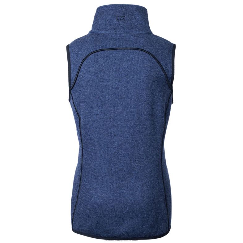 Patriots Jersey kobiety kuter & buck Heather Royal Throwback logo grota kamizelka z pełnym zamkiem błyskawicznym odzież 6RBB1009