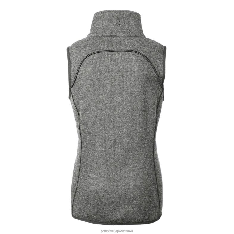 Patriots Jersey kobiety kuter & buck wrzosowa szara kamizelka z pełnym zamkiem błyskawicznym z logo grota odzież 6RBB1007