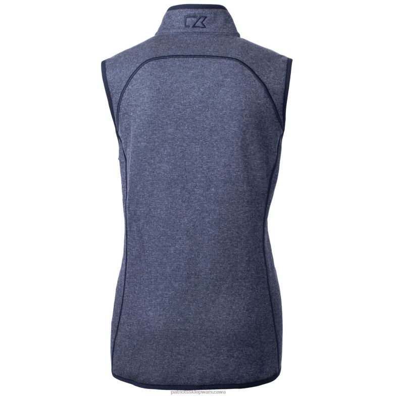 Patriots Jersey kobiety kuter i buck melanżowy granatowy grot podstawowy sweter z dzianiny polarowej kamizelka z suwakiem na całej długości odzież 6RBB1043