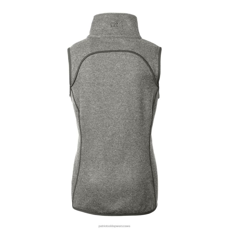 Patriots Jersey kobiety kuter i buck wrzosowoszary hełm z logo grota, dzianinowa, asymetryczna kamizelka z suwakiem na całej długości odzież 6RBB840