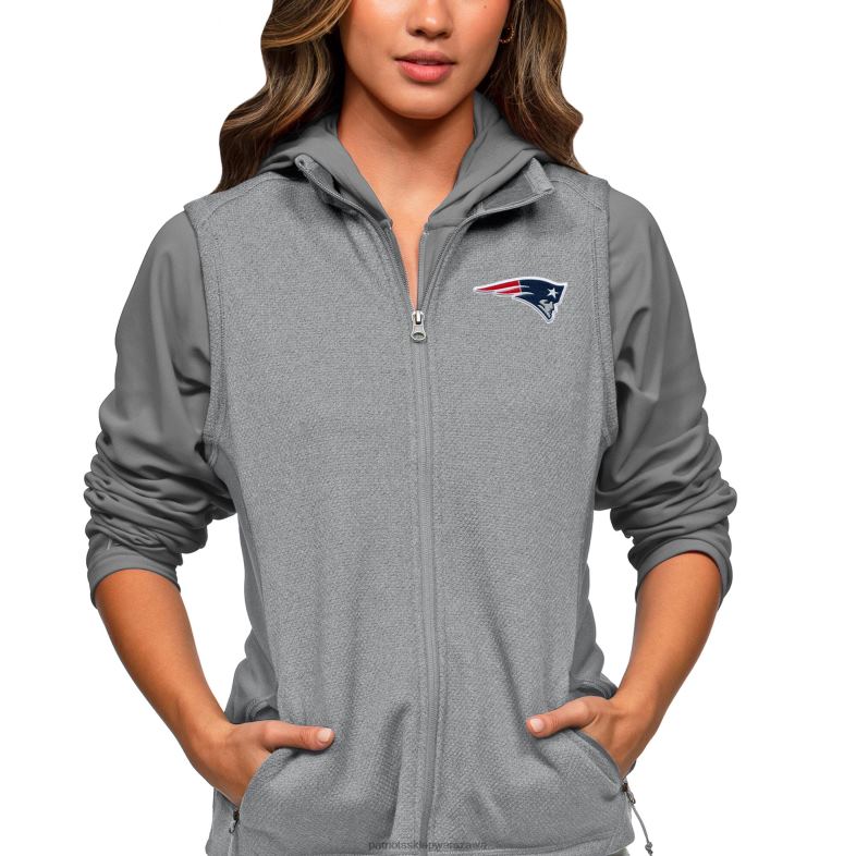 Patriots Jersey kobiety zapinana na zamek błyskawiczny kamizelka antigua w kolorze melanżowym szarym odzież 6RBB984