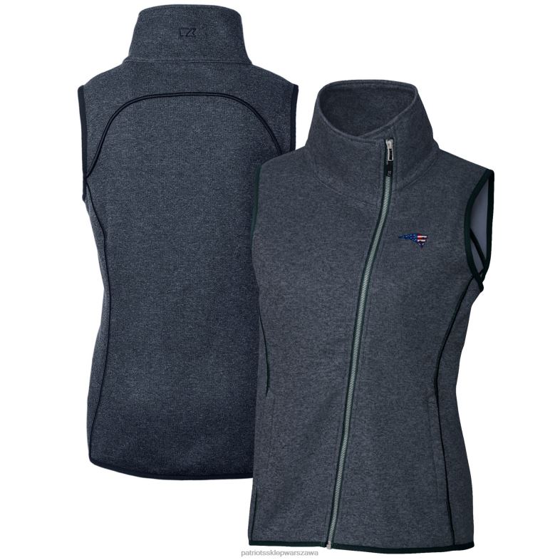 Patriots Jersey kobiety zapinana na zamek kamizelka typu cut & buck w kolorze melanżowym, w kolorze granatowym odzież 6RBB1005