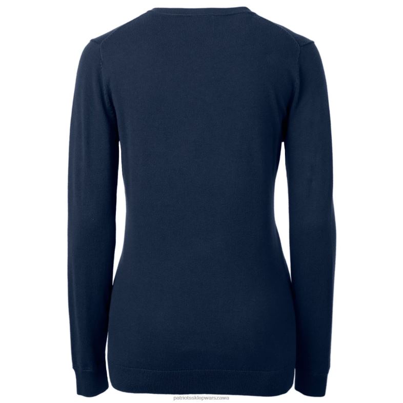 Patriots Jersey kobiety Cut & Buck granatowy sweter z potrójną mieszanką z dekoltem w kształcie litery V Lakemont odzież 6RBB2824