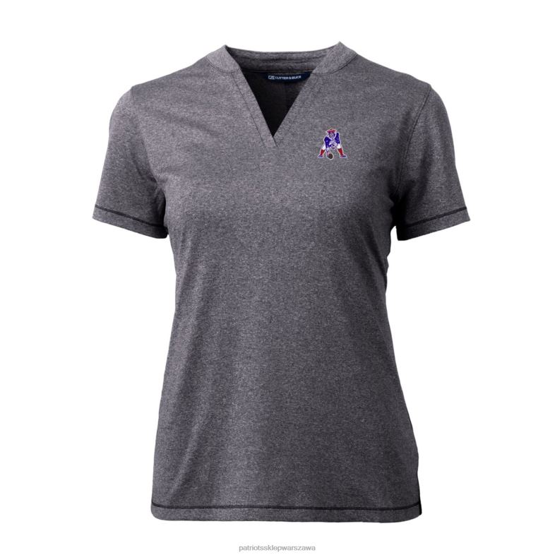 Patriots Jersey kobiety Cutter & Buck Heather Antracytowy węgiel drzewny Logo Forge Blade Koszulka polo z dekoltem w szpic odzież 6RBB2840