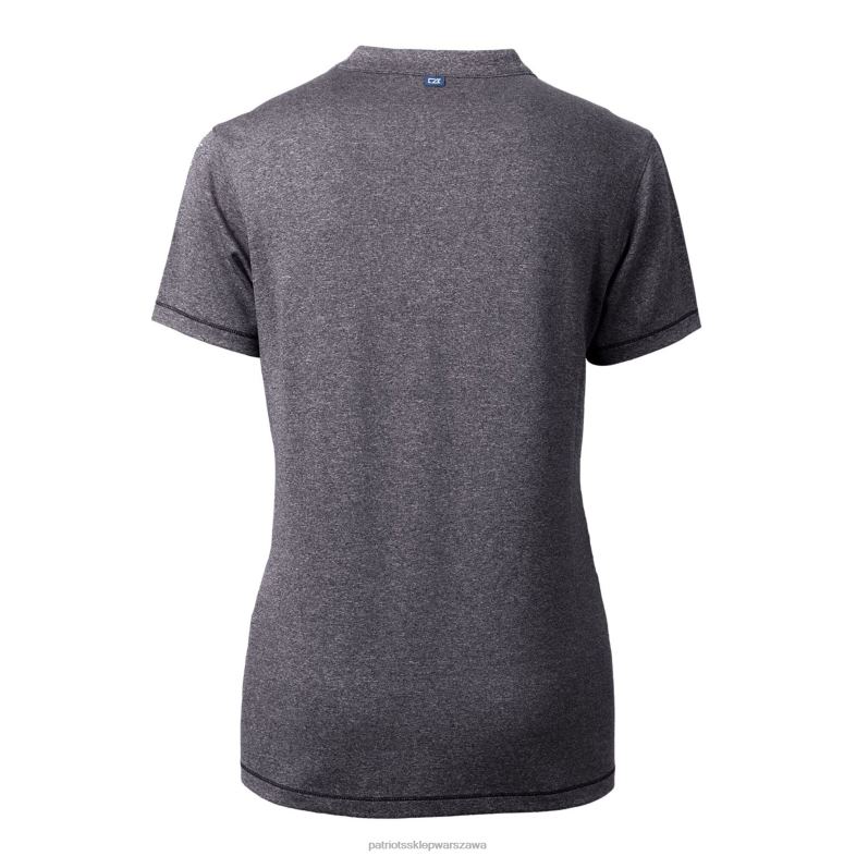 Patriots Jersey kobiety Cutter & Buck Heather Antracytowy węgiel drzewny Logo Forge Blade Koszulka polo z dekoltem w szpic odzież 6RBB2840