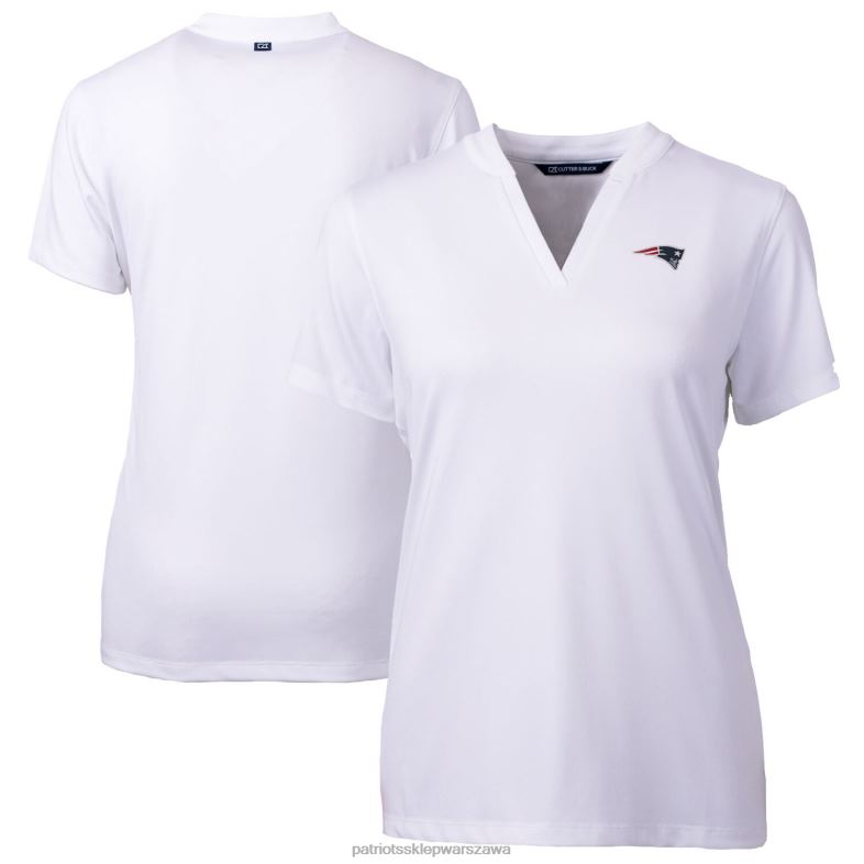 Patriots Jersey kobiety Koszulka polo Cutter & Buck White Forge z elastycznym ostrzem odzież 6RBB2819