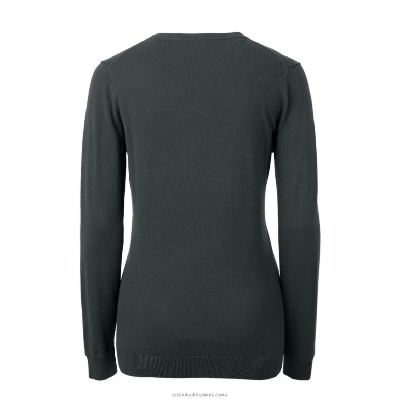 Patriots Jersey kobiety Sweter Cutter & Buck Heather Carbon z logo Lakemont Tri-Blend z dekoltem w szpic odzież 6RBB2825