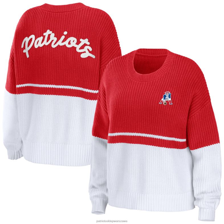 Patriots Jersey kobiety wear by erin andrews czerwono-biały sweter z grubym napisem i napisem odzież 6RBB2807
