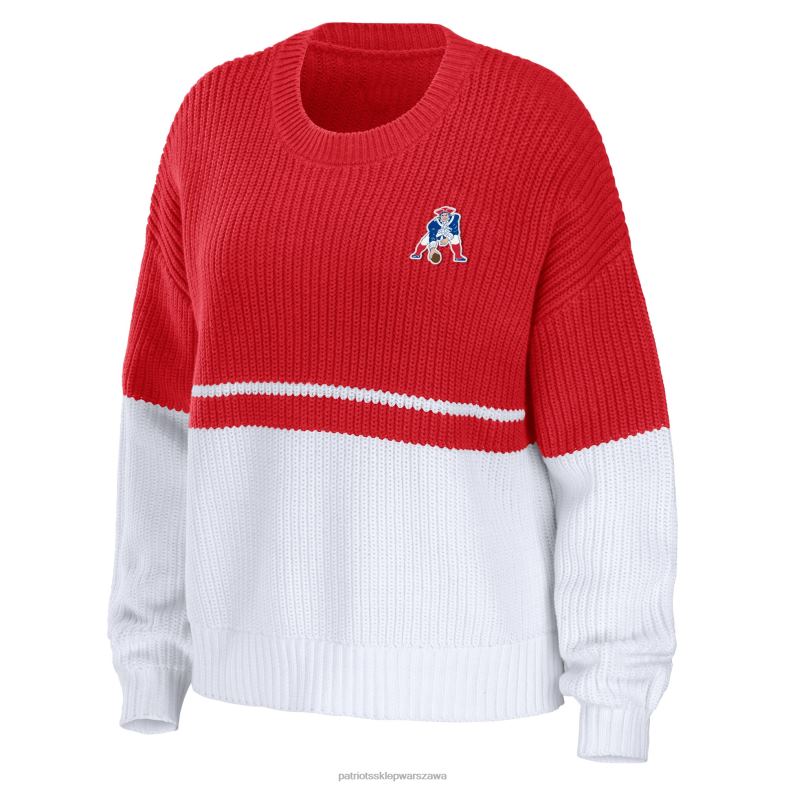 Patriots Jersey kobiety wear by erin andrews czerwono-biały sweter z grubym napisem i napisem odzież 6RBB2807