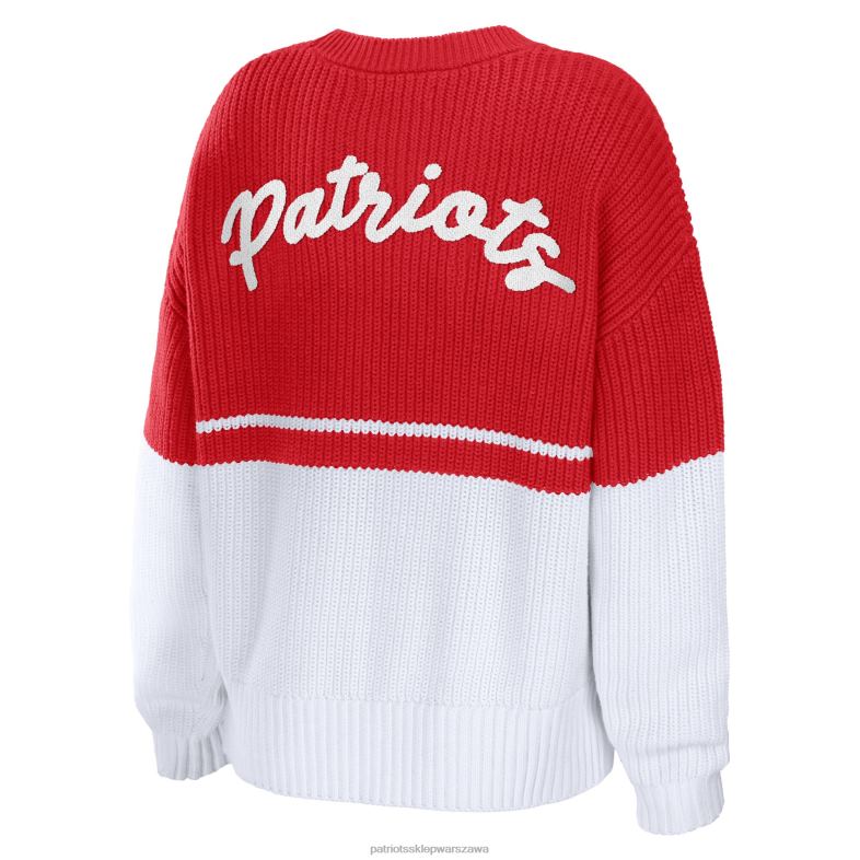 Patriots Jersey kobiety wear by erin andrews czerwono-biały sweter z grubym napisem i napisem odzież 6RBB2807