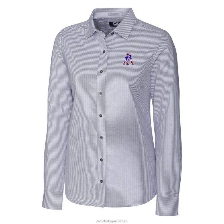 Patriots Jersey kobiety zapinana na guziki koszula z długim rękawem i długim rękawem z logo Cutter & Buck Carbon odzież 6RBB2834