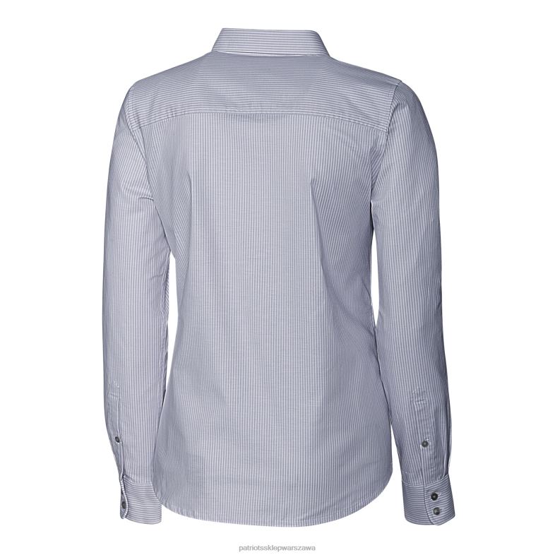 Patriots Jersey kobiety zapinana na guziki koszula z długim rękawem i długim rękawem z logo na kasku Cutter & Buck Carbon odzież 6RBB2808