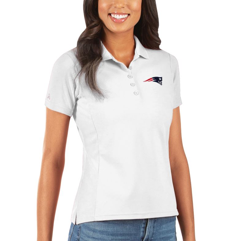 Patriots Jersey kobiety Biała koszulka polo z piki Antigua Legacy odzież 6RBB2629
