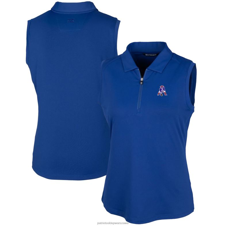 Patriots Jersey kobiety Cut & Buck Royal Throwback Logo Forge Elastyczna koszulka polo bez rękawów odzież 6RBB2537