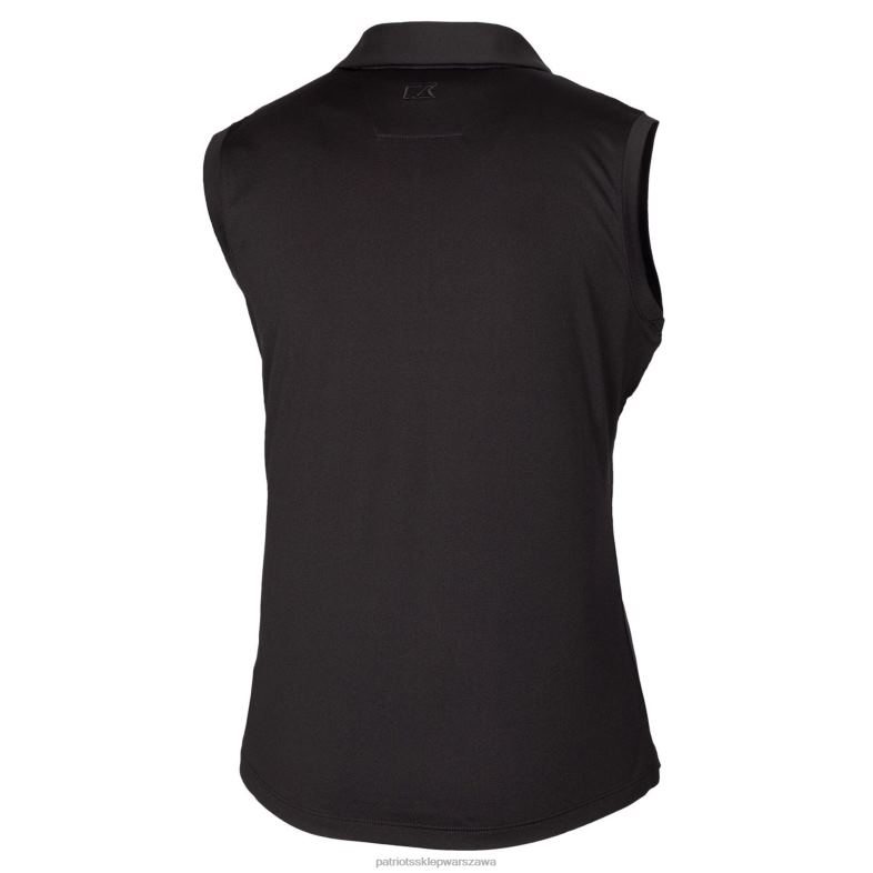 Patriots Jersey kobiety Czarna koszulka polo bez rękawów ze stretchem Cutter & Buck odzież 6RBB2583