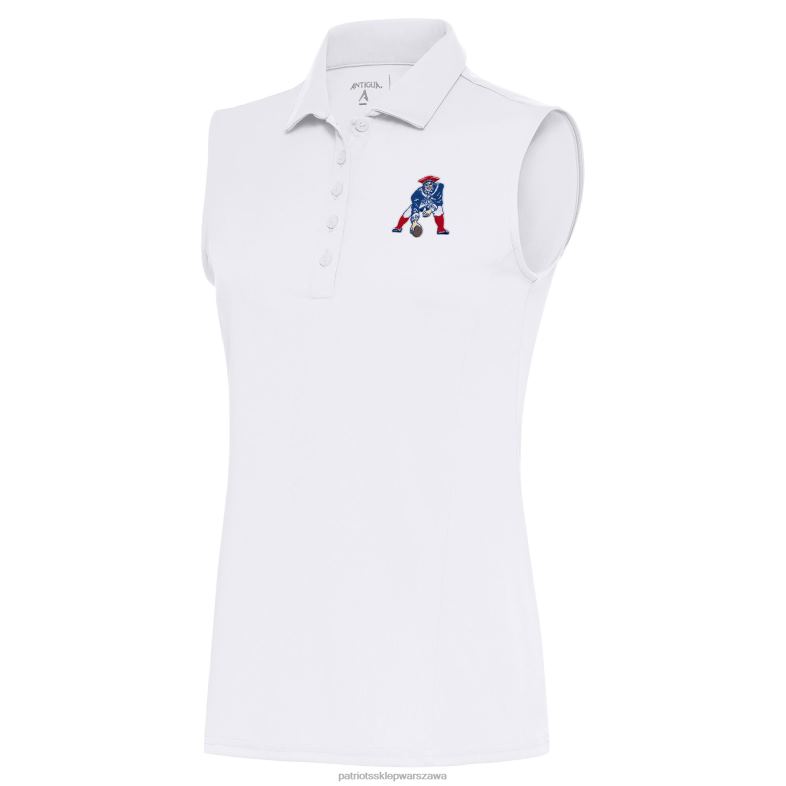 Patriots Jersey kobiety biała koszulka polo z logo Antigua bez rękawów w hołdzie odzież 6RBB2600