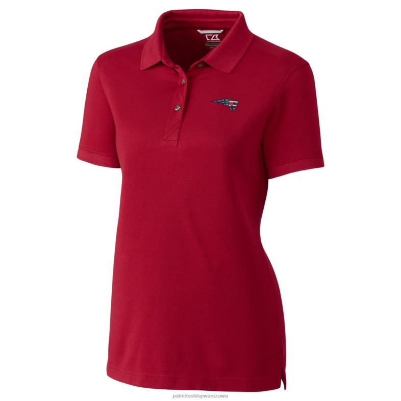 Patriots Jersey kobiety cut & buck red americana logo zaleta koszulka polo drytec tri-blend pique odzież 6RBB2571