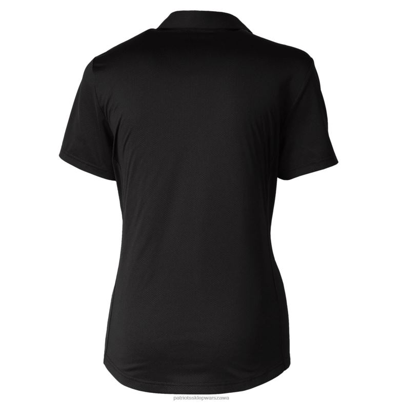 Patriots Jersey kobiety czarne, teksturowane, elastyczne polo firmy Cutter & Buck z logo retro odzież 6RBB2597