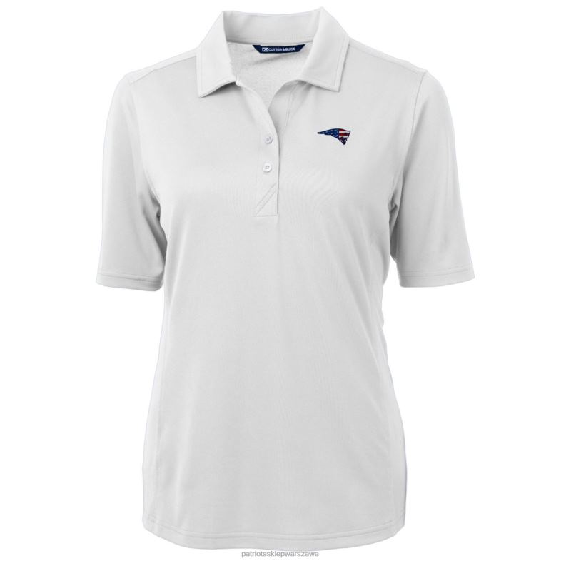 Patriots Jersey kobiety koszulka polo Cutter & Buck White Americana Vita Eco Pique Koszulka polo z recyklingu odzież 6RBB2589