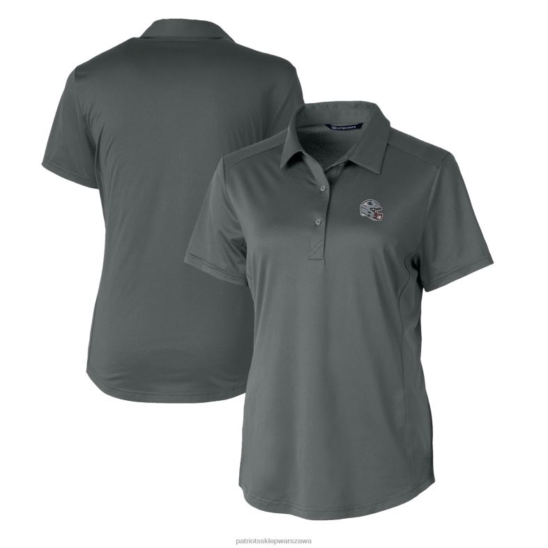 Patriots Jersey kobiety logo na hełmie Cutter & Buck Grey Drytec Prospekt polo z teksturą i streczem odzież 6RBB2524