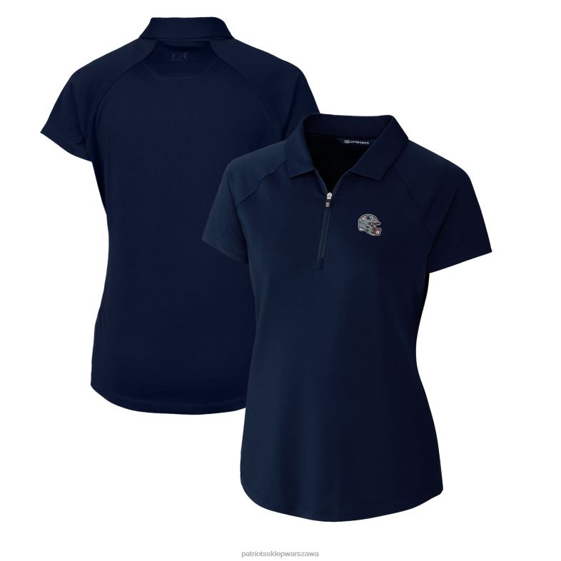 Patriots Jersey kobiety logo na hełmie Cutter & Buck Navy Drytec Forge Elastyczna koszulka polo odzież 6RBB2506