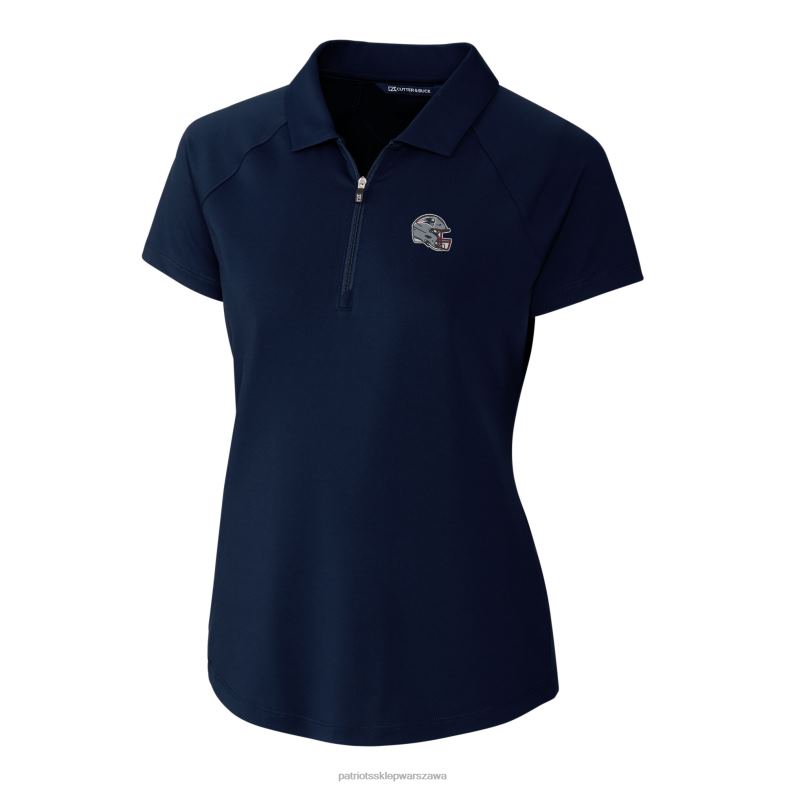 Patriots Jersey kobiety logo na hełmie Cutter & Buck Navy Drytec Forge Elastyczna koszulka polo odzież 6RBB2506