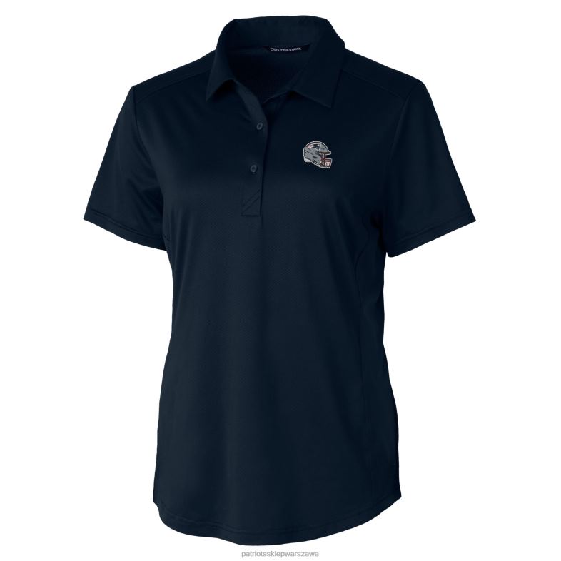 Patriots Jersey kobiety logo na hełmie Cutter & Buck Navy Drytec Perspektywa teksturowanej elastycznej koszulki polo odzież 6RBB2525