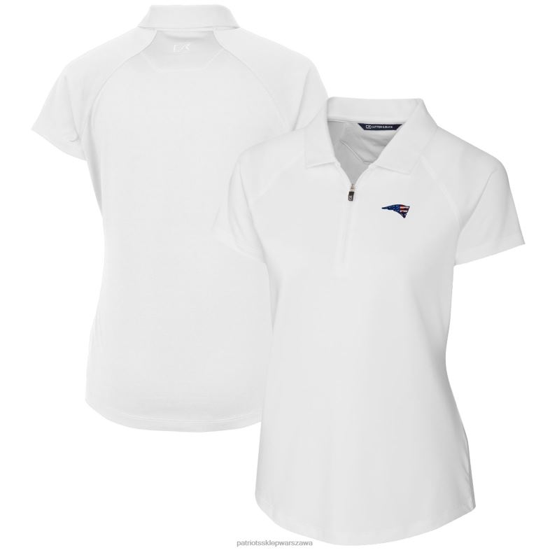 Patriots Jersey kobiety rozciągliwa koszulka polo firmy Cutter & Buck w kolorze białym odzież 6RBB2616