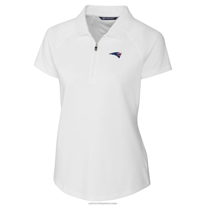 Patriots Jersey kobiety rozciągliwa koszulka polo firmy Cutter & Buck w kolorze białym odzież 6RBB2616