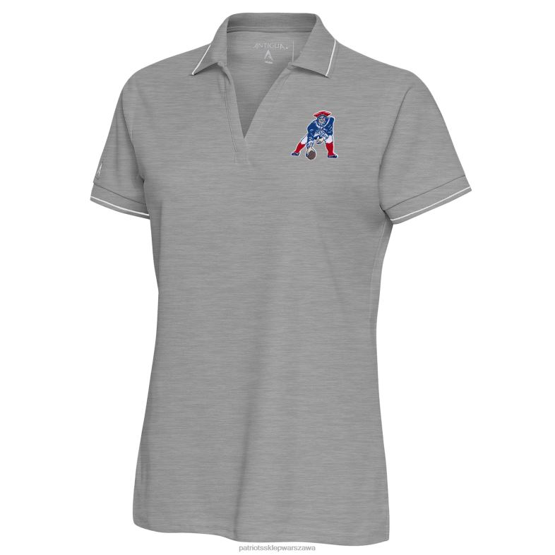 Patriots Jersey kobiety zamożna koszulka polo z logo Antigua w kolorze szarym melanżowym odzież 6RBB2531