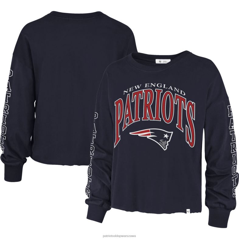 Patriots Jersey kobiety 47 Granatowy t-shirt skyler parkway o skróconym kroju z długimi rękawami odzież 6RBB2698