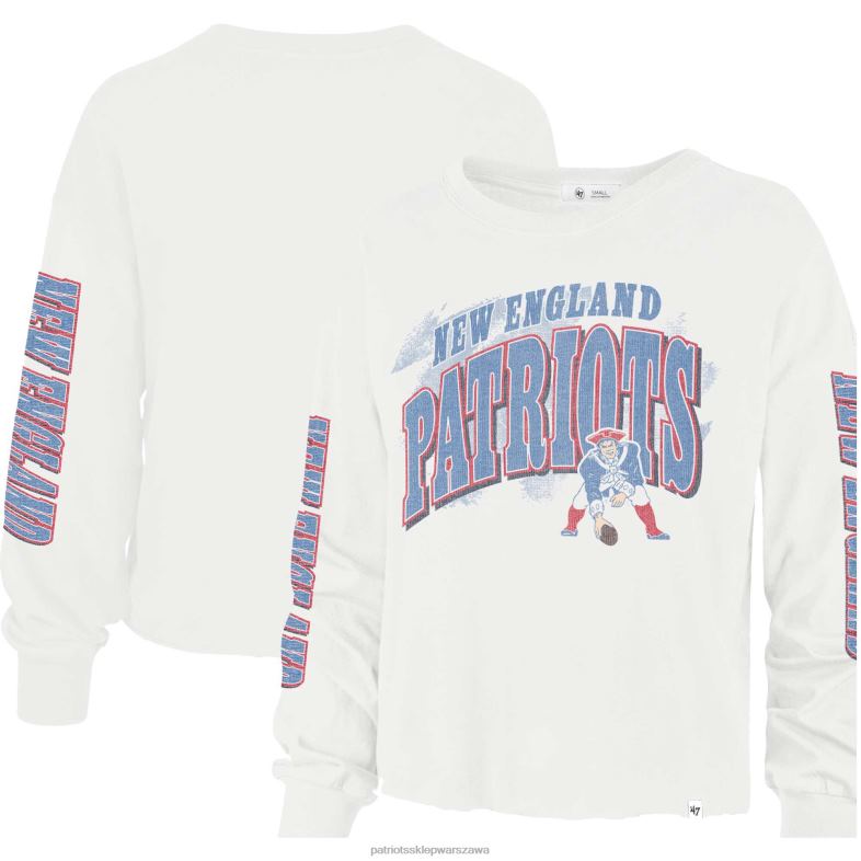 Patriots Jersey kobiety 47 kremowy t-shirt parkway o skróconym kroju z długimi rękawami odzież 6RBB2718