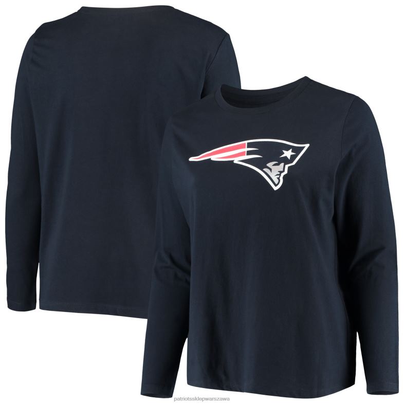 Patriots Jersey kobiety Fanatics markowa granatowa koszulka plus size z logo głównym z długim rękawem odzież 6RBB2734