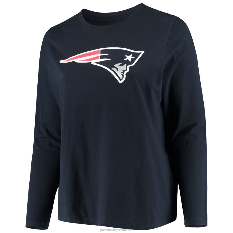 Patriots Jersey kobiety Fanatics markowa granatowa koszulka plus size z logo głównym z długim rękawem odzież 6RBB2734