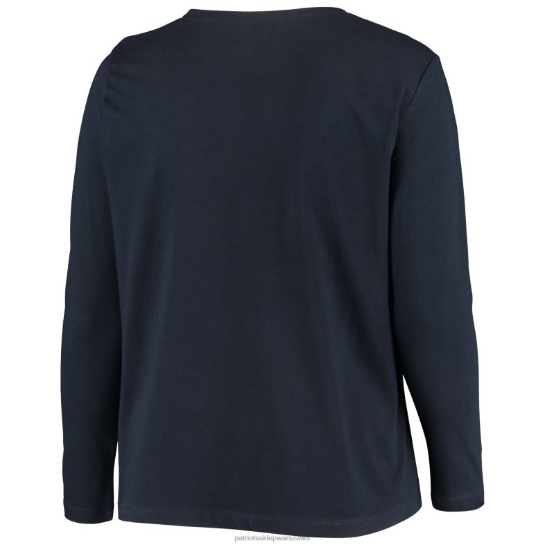 Patriots Jersey kobiety Fanatics markowa granatowa koszulka plus size z logo głównym z długim rękawem odzież 6RBB2734