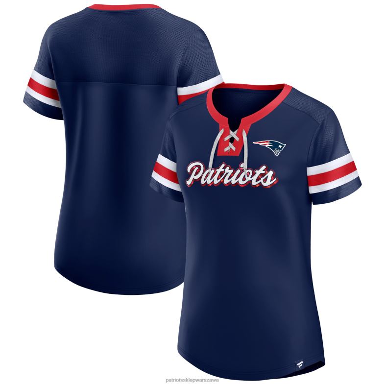 Patriots Jersey kobiety Fanatics markowa, granatowa, sznurowana koszulka w oryginalnym stanie odzież 6RBB2706