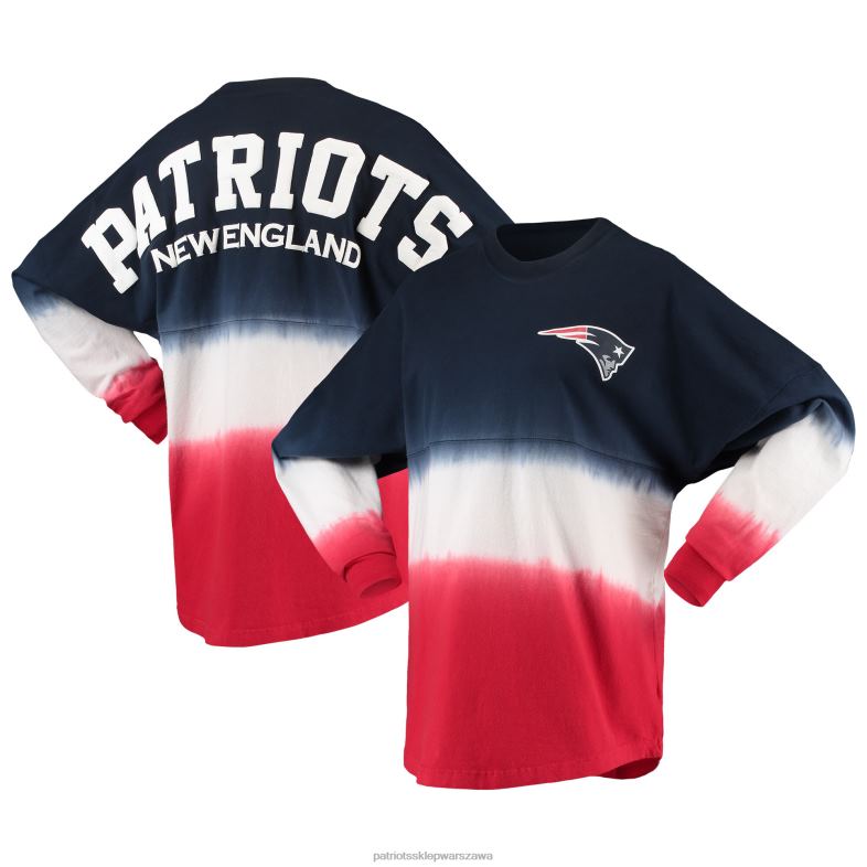 Patriots Jersey kobiety Fanatics markowa koszulka z długim rękawem w kolorze granatowo-czerwonym ombre odzież 6RBB2635