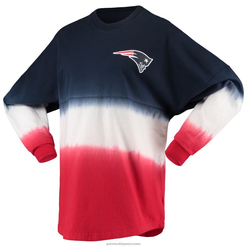 Patriots Jersey kobiety Fanatics markowa koszulka z długim rękawem w kolorze granatowo-czerwonym ombre odzież 6RBB2635